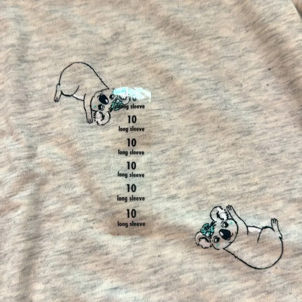 Justice Heather Koala Gray Long Sleeve Tee girls size 10 brand new with tags